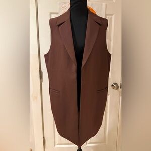 MAISON D'AMELIE Paris Tricotine Brown Sleeveless Blazer Vest NWT Size Large
